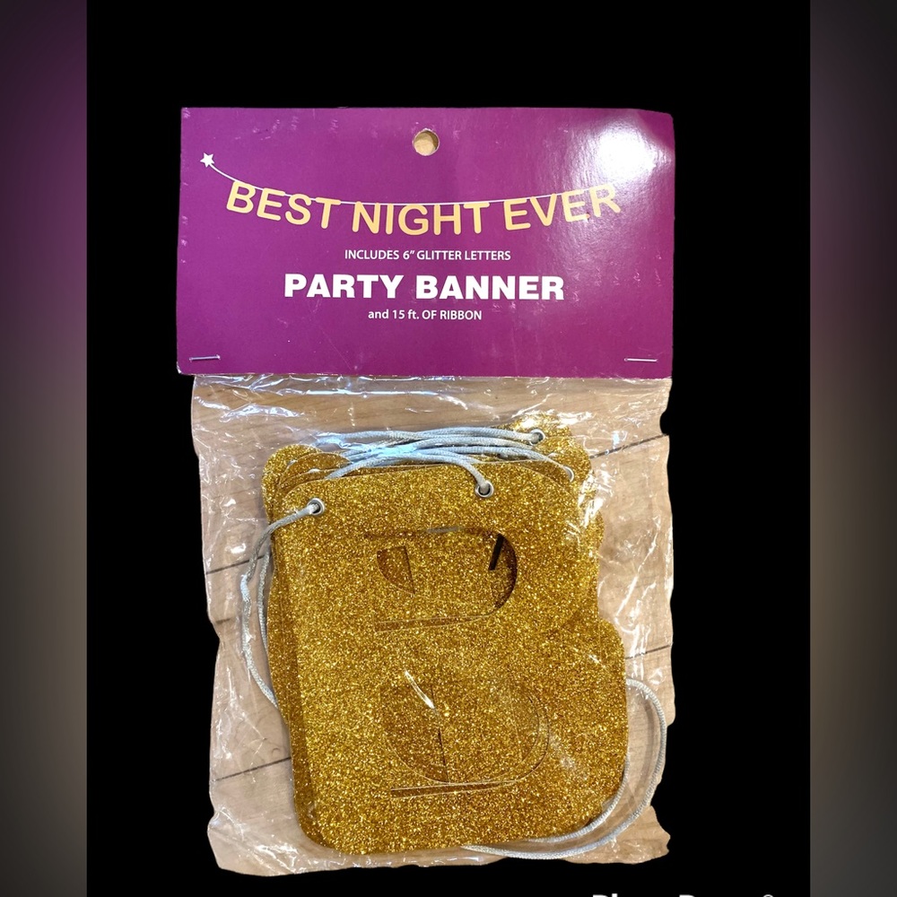 Sparkly gold best night ever party banner
